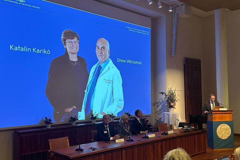 වෛද්ය විද්යාව නොබෙල් ත්යාගය කොවිඩ් එන්නතට මුල් වූ විද්යාඥයින් දෙදෙනාට