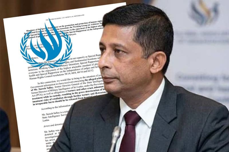 සුරේෂ් සලේ රඳවා ගැනීම ගැන එක්සත් ජාතීන්ගෙන් රජයට ලිපියක්