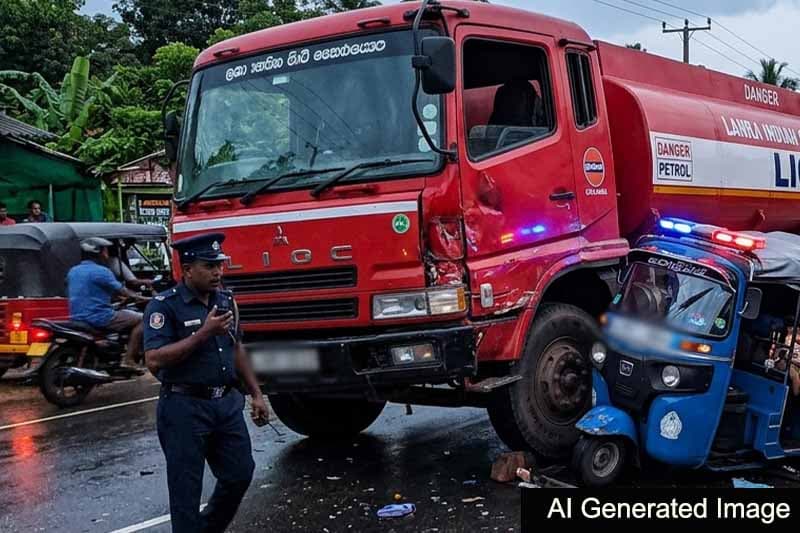 මුලතිව් : පෙට්රල් බවුසරයක් පොලිස් ත්රීවීලයක හැපෙයි! - පොලිසිය බලා සිටියදී මැර ප්රහාරයක් !