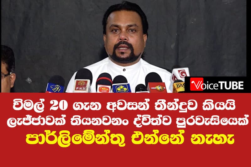 විමල් 20 ගැන අවසන් තීන්දුව කියයි - ලැජ්ජාවක් තියනවනං ද්විත්ව පුරවැසියෙක් පාර්ලිමේන්තු එන්නේ නැහැ