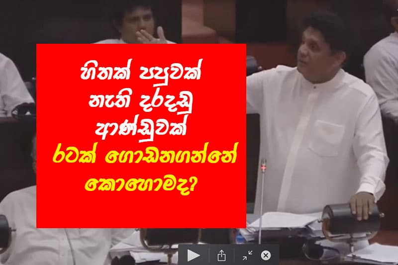 හිතක් පපුවක් නැති දරදඩු ආණ්ඩුවක් රටක් ගොඩනගන්නේ කොහොමද? සජිත් පාර්ලිමේන්තුවේ දී අසයි