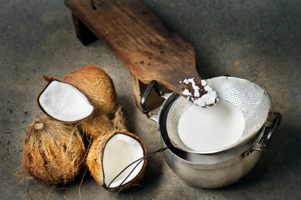 handmade fresh coconut milk. The traditional handmade machine for make coconut milk in Thai cuisine.