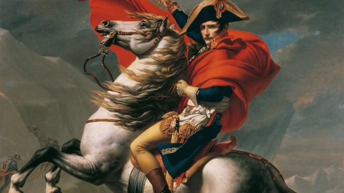 painting depicting napoleon crossing the