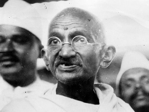 gandhi spiritual leader leading the salt march in protest against the government monopoly on salt production photo by central pressgetty images