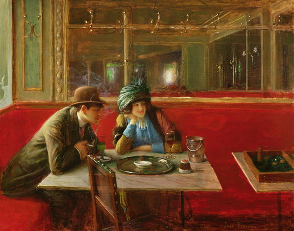 At the Cafe Jean Beraud oil painting 1