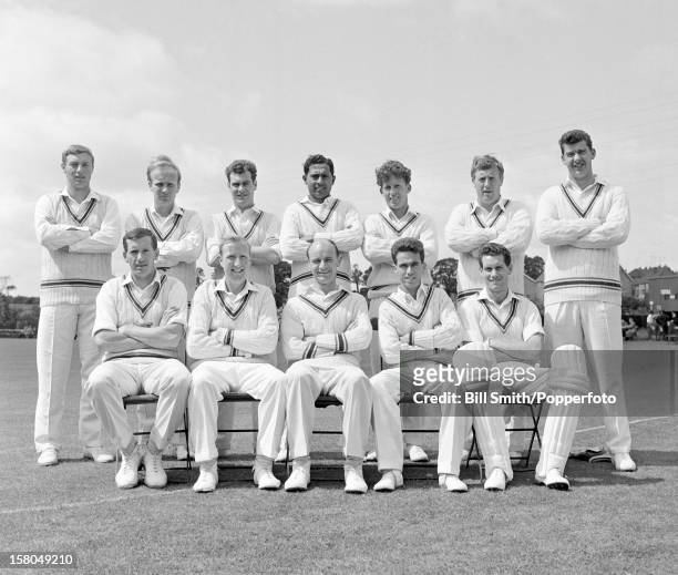 Leicestershire county cricket team, circa May 1965. Back row (left-right): Graham Cross, Jack Birkenshaw, Roy Barratt, Stanley Jayasinghe, Brian Booth, Peter Marner, John Cotton. Front row: Terry Spencer, John Savage, Maurice Hallam, Clive Inman, Ray Julian. (Photo by Bill Smith/Popperfoto via Getty Images)