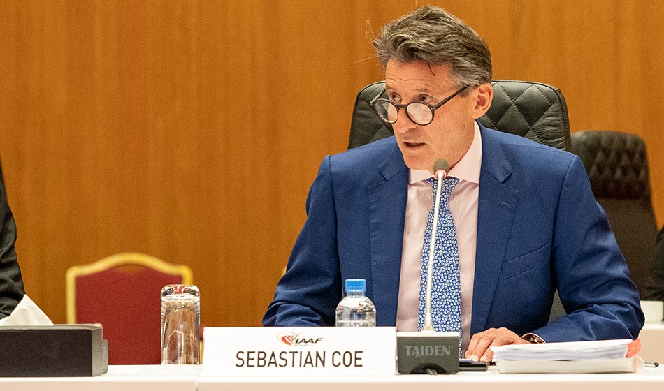 IAAF President Sebastian Coe IAAF Council meeting Doha 23 Sep 2019