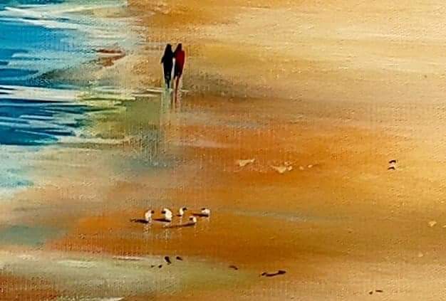 Couple On The Beach Oil Painting Writings On The Wall Oil Painting 40432329523479