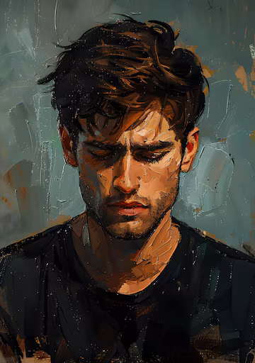 oil painting portrait man with closed eyes 604472 126542