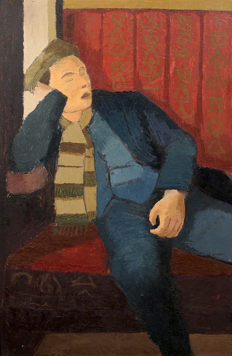 Evans, Gwyn; Man Sleeping in a Train; Aberystwyth University, School of Art Gallery and Museum; http://www.artuk.org/artworks/man-sleeping-in-a-train-176535