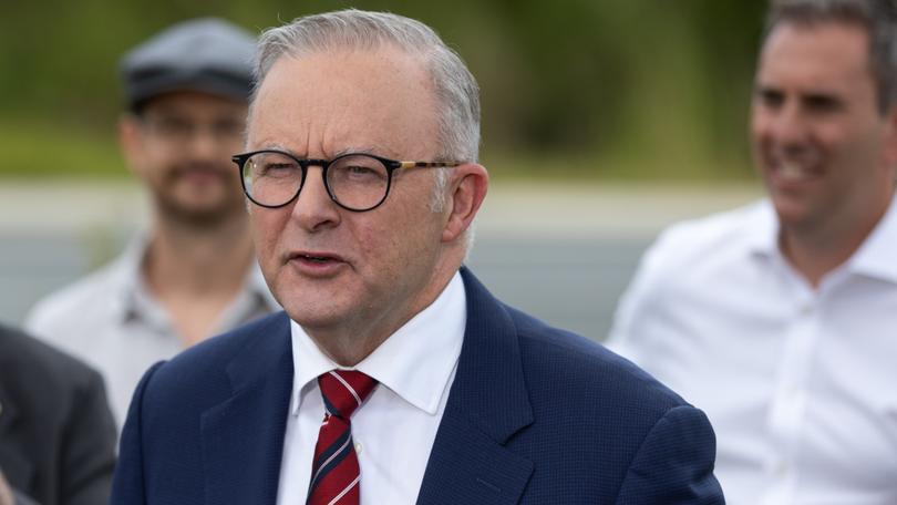 Prime Minister Anthony Albanese speaks to media during a doorstop event in the Gympie Region, Monday, January 06, 2025. (AAP Image/Russell Freeman) NO ARCHIVING