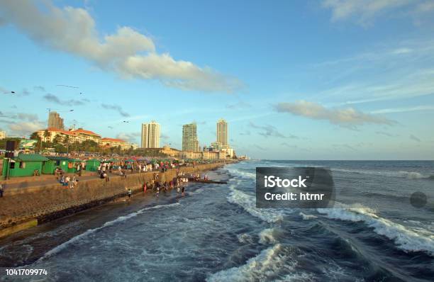 Sunset at the Galle Face beachfront urban park area in Colombo Sri Lanka Asia