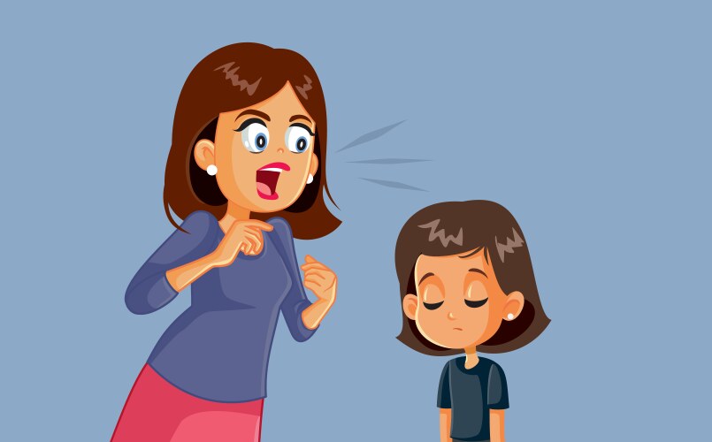 angry mother screaming at her child vector 37550723
