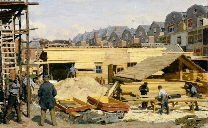 Houses under Construction Willem Bastiaan Tholen Oil Painting