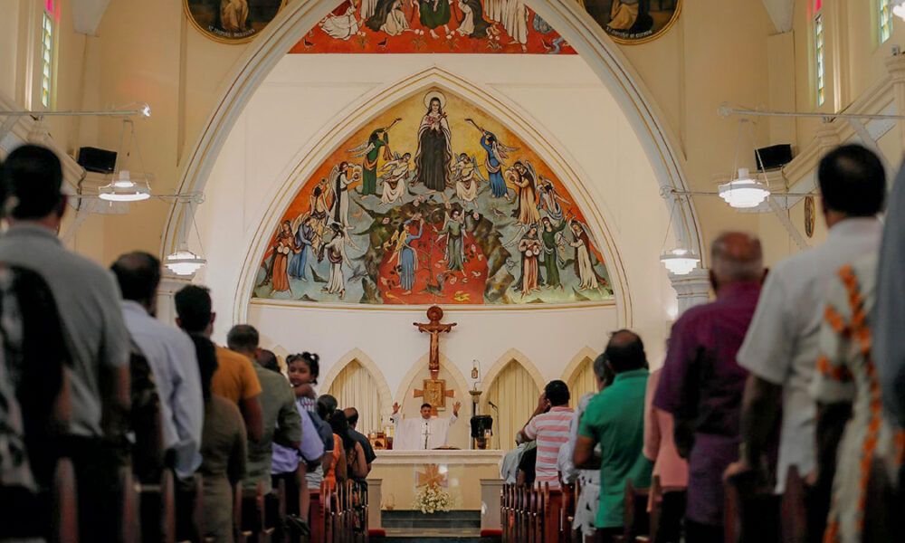 People attend Mass at St. Theresa's Church in Colombo, Sri Lanka, May 12, 2019. Catholics attended Mass there for the first time since the Easter Sunday suicide bombings that killed more than 250 people and injured some 500. (CNS photo/Dinuka Liyanawatte, Reuters)