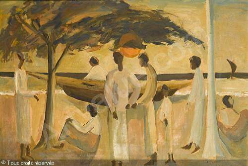 peries ivan 1921 1988 sri lank figures by the shore