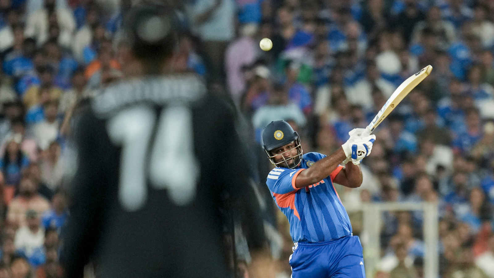 Indias Sanju Samson plays a shot during the ICC Mens T20 World Cup 2026 final cricket match between India and New Zealand