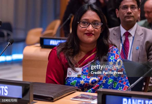 UNITED NATIONS, NEW YORK, NY, UNITED STATES - 2016/04/01: Saima Wazed Putul the daughter of Bangladesh's Prime Minister Sheikh Hasina participated on a special event on the occasion of World Autism Awareness Day (2 April). With the theme Autism and the 2030 Agenda: Inclusion and Neurodiversity today at the UN Headquarters in New York. (Photo by Luiz Rampelotto/Pacific Press/LightRocket via Getty Images)
