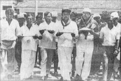 Mahinda Rajapaksa leading a pada yathra in 1992 Pic courtesy Lankadeepa