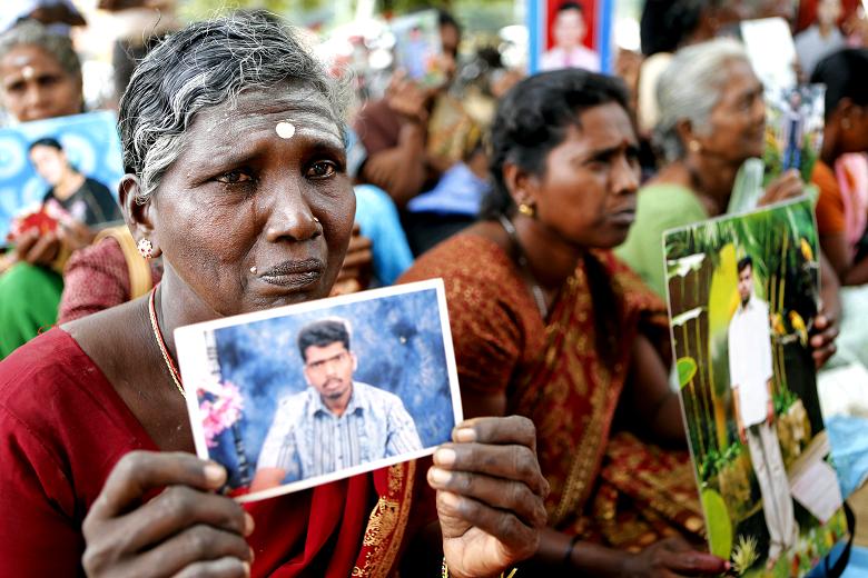 Tamil women demonstrating on the issue of missing relations