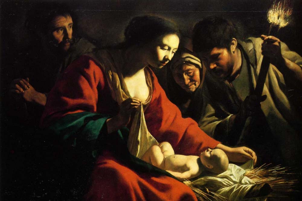 nativity painting of christ birth