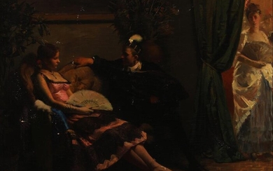 Carl Thomsen A couple talking at a party while a woman is eavesdropping Signed with monogram and dated 1885 Oil on canvas 40 1645228608 8826 thumb